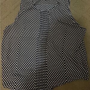 Ann Taylor Navy and White Checkered Blouse